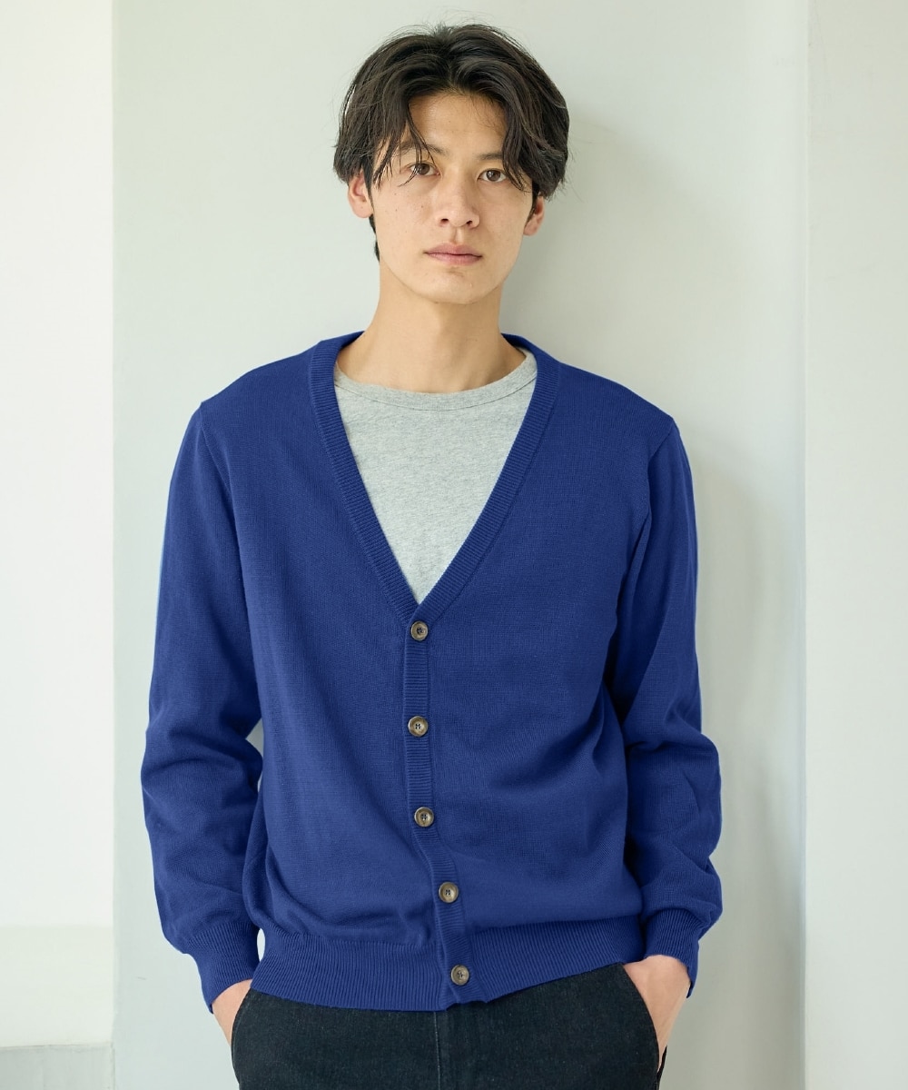 洗える綿100％ニットカーディガン（ハイゲージ）【大きいサイズ有