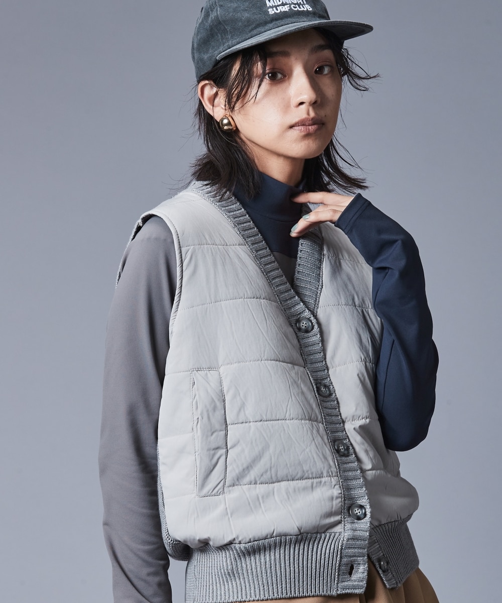 ニット使い中綿Vネックベスト＜大きいサイズ有＞シックスタイルゴルフ