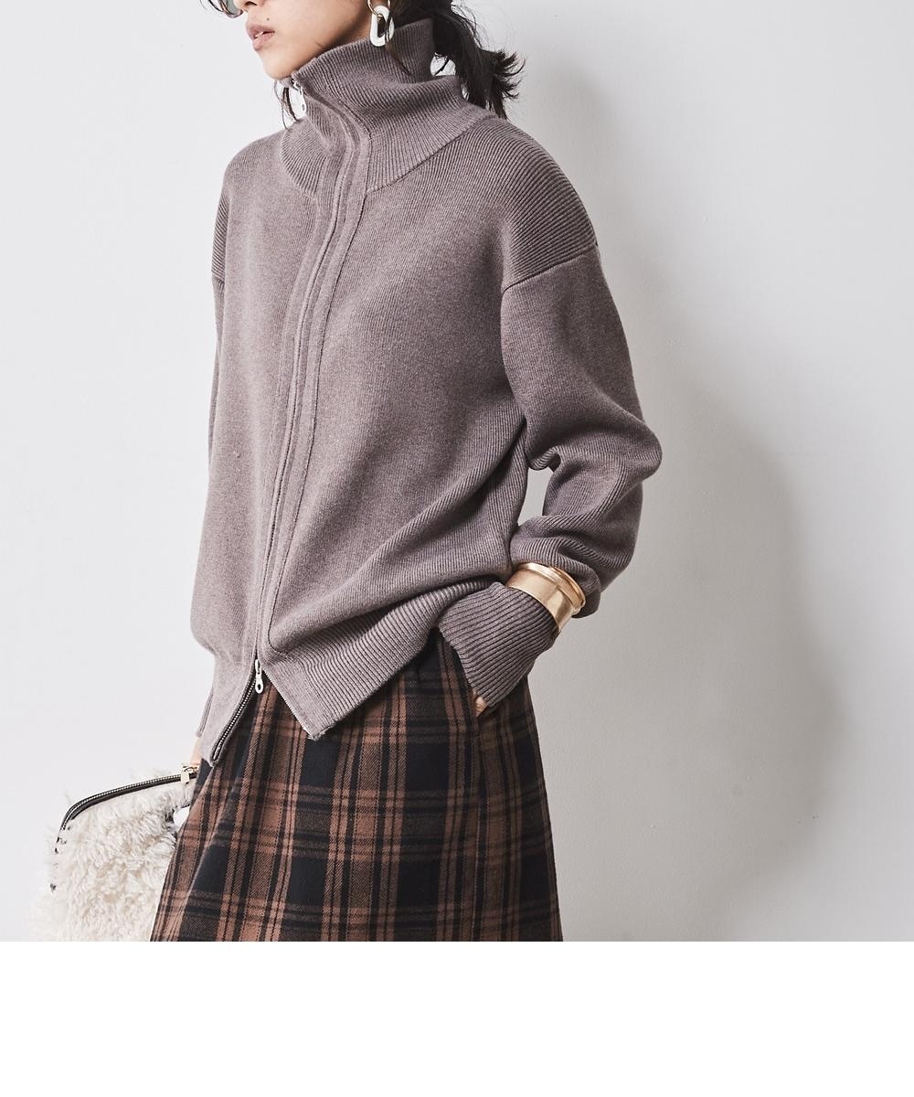 ハイネックジップアップニットカーディガン＜大きいサイズ有＞シック