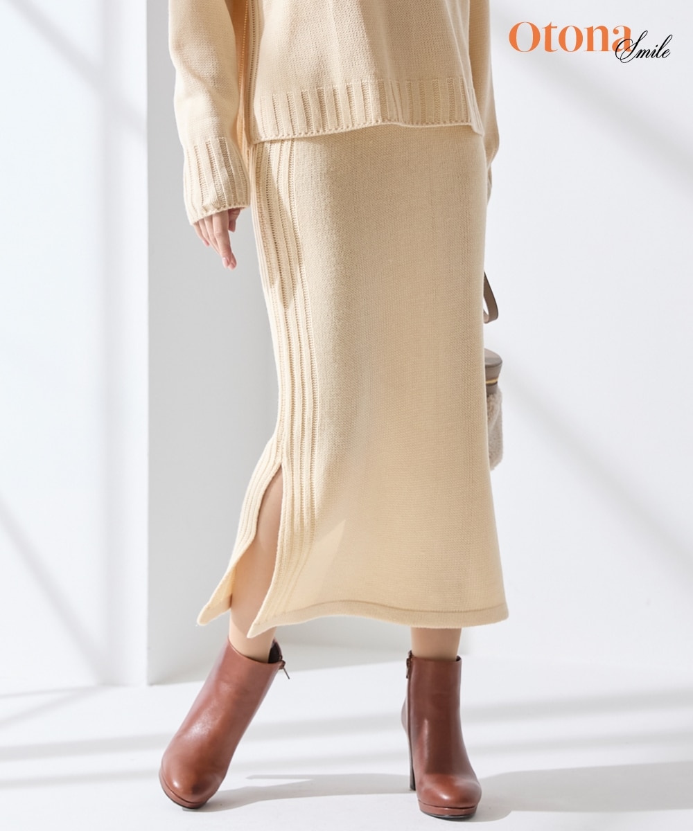 サイドスリットニットタイトスカート＜大きいサイズ有＞【OtonaSMILE
