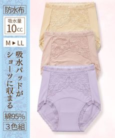 日本製 吸水ワッフルショーツ(同サイズ3色セット) 通販【ニッセン】