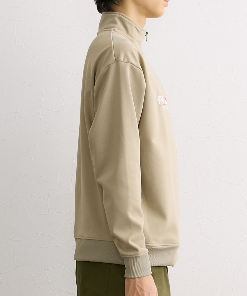 ロゴ刺しゅう裏毛ハーフジップスウェットトレーナー ファーストダウン