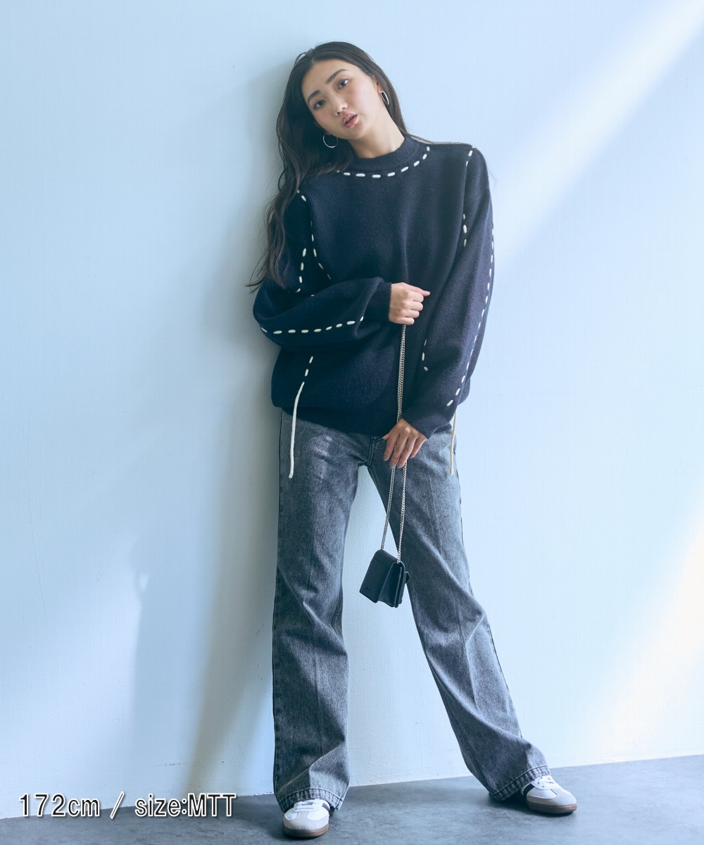 高身長 ハンドステッチニットプルオーバー（トールサイズ）Essenave