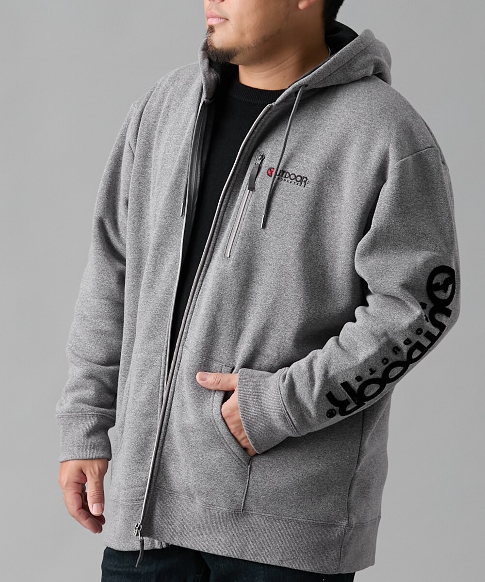 裏起毛フルジップパーカー アウトドアプロダクツ 【大きいサイズ