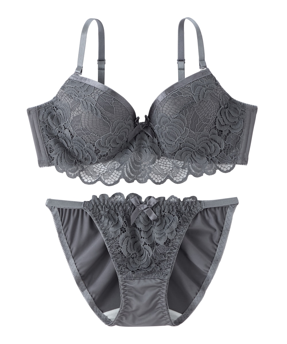脇高ローズレースブラジャーショーツセット 通販【ニッセン】