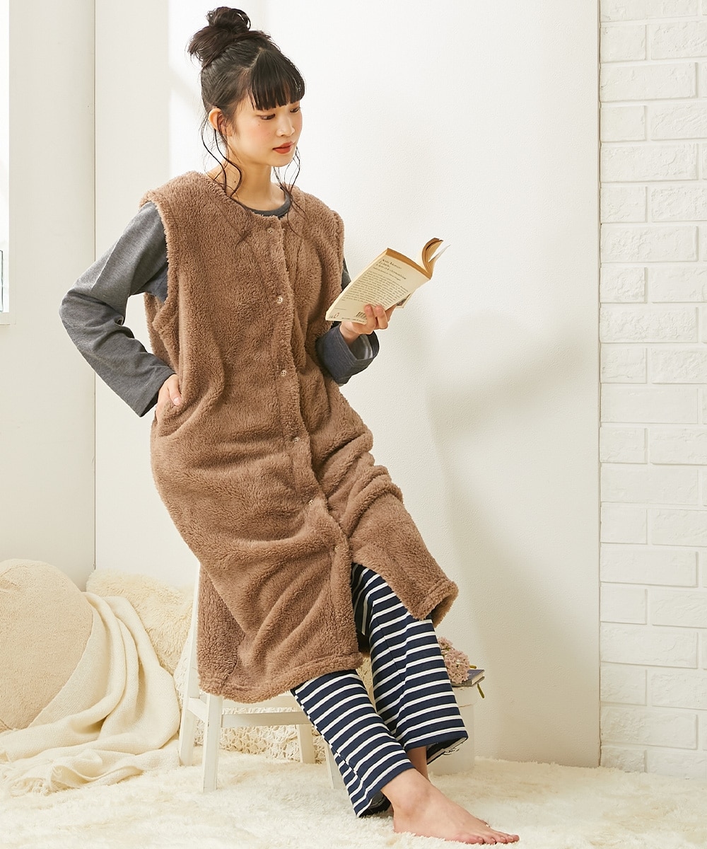 WEB限定】ベストなベスト ふわぬくマイクロファーロングルーム