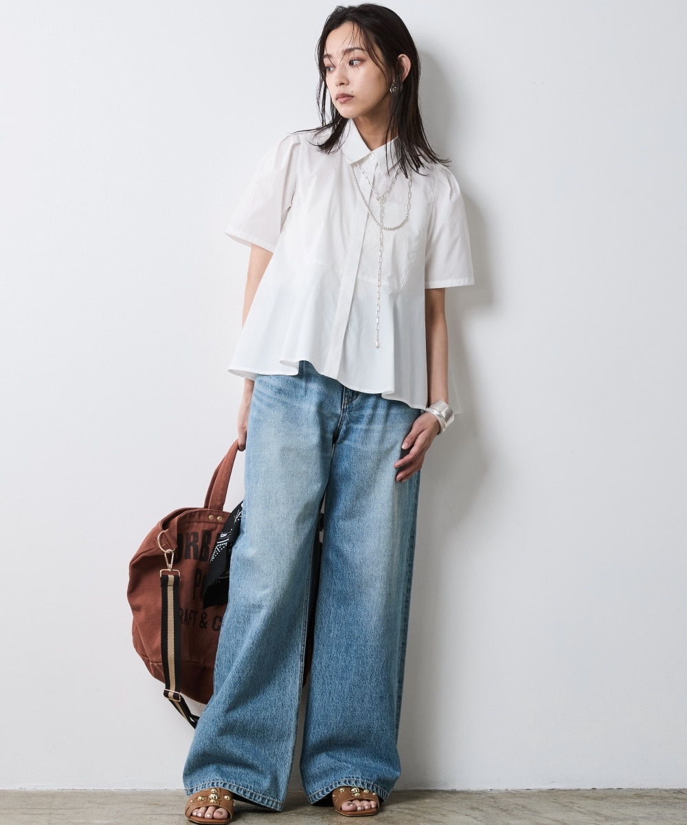 大きいサイズ＞綿100％タックバギーデニムパンツ シックスタイル 通販