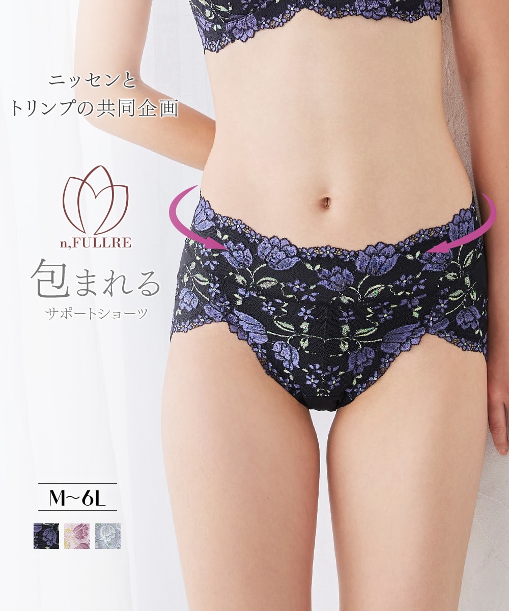 サポートやや深ばき丈コーディネートショーツ（チューリップ柄