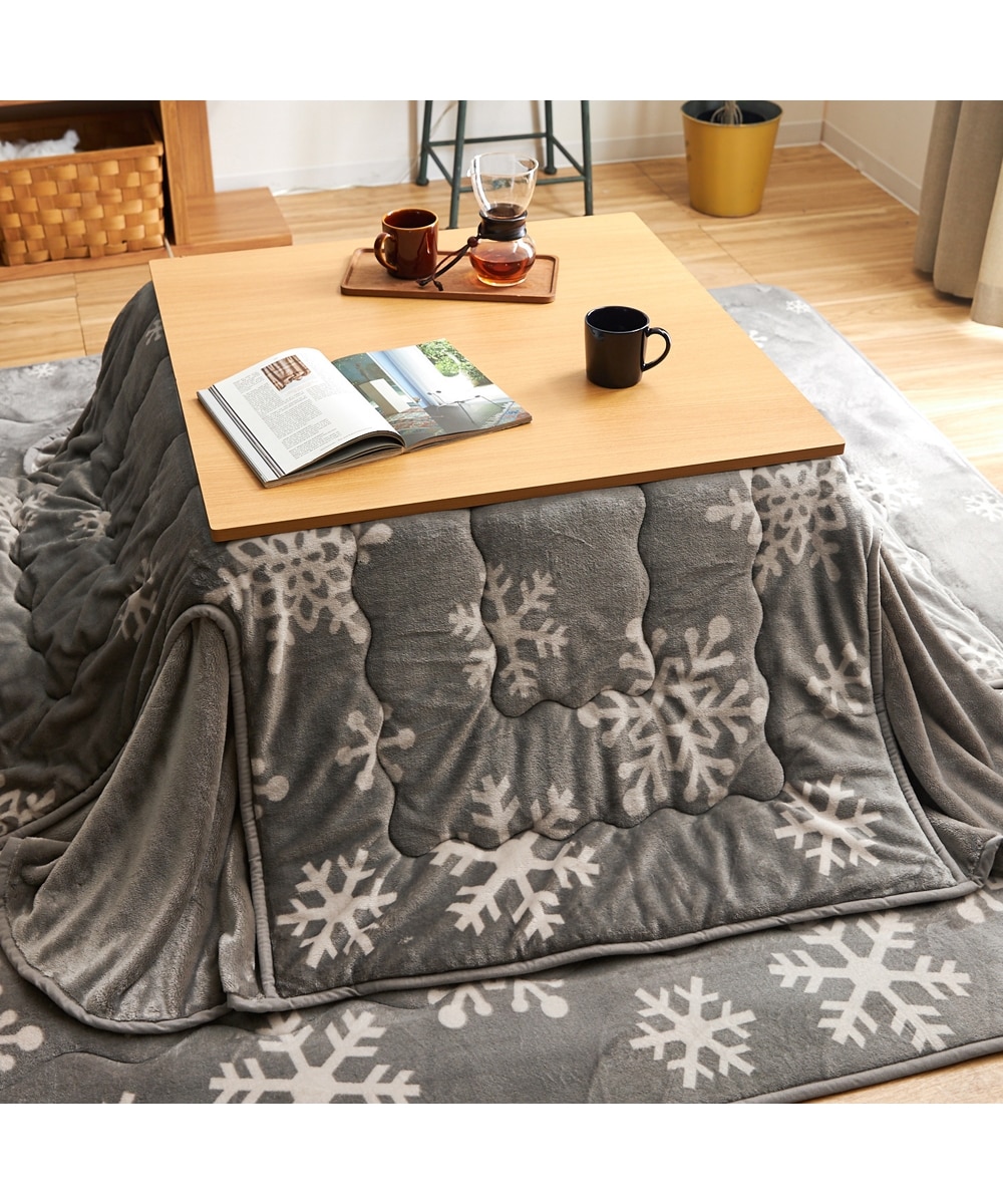 雪の結晶柄を散りばめた省スペースこたつ掛け布団 通販【ニッセン】
