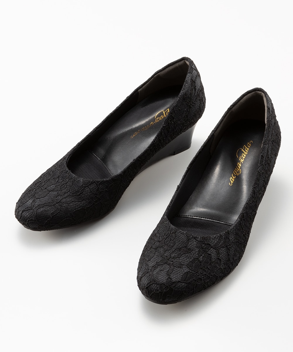 ラウンドトゥウェッジヒールパンプス 通販【ニッセン】