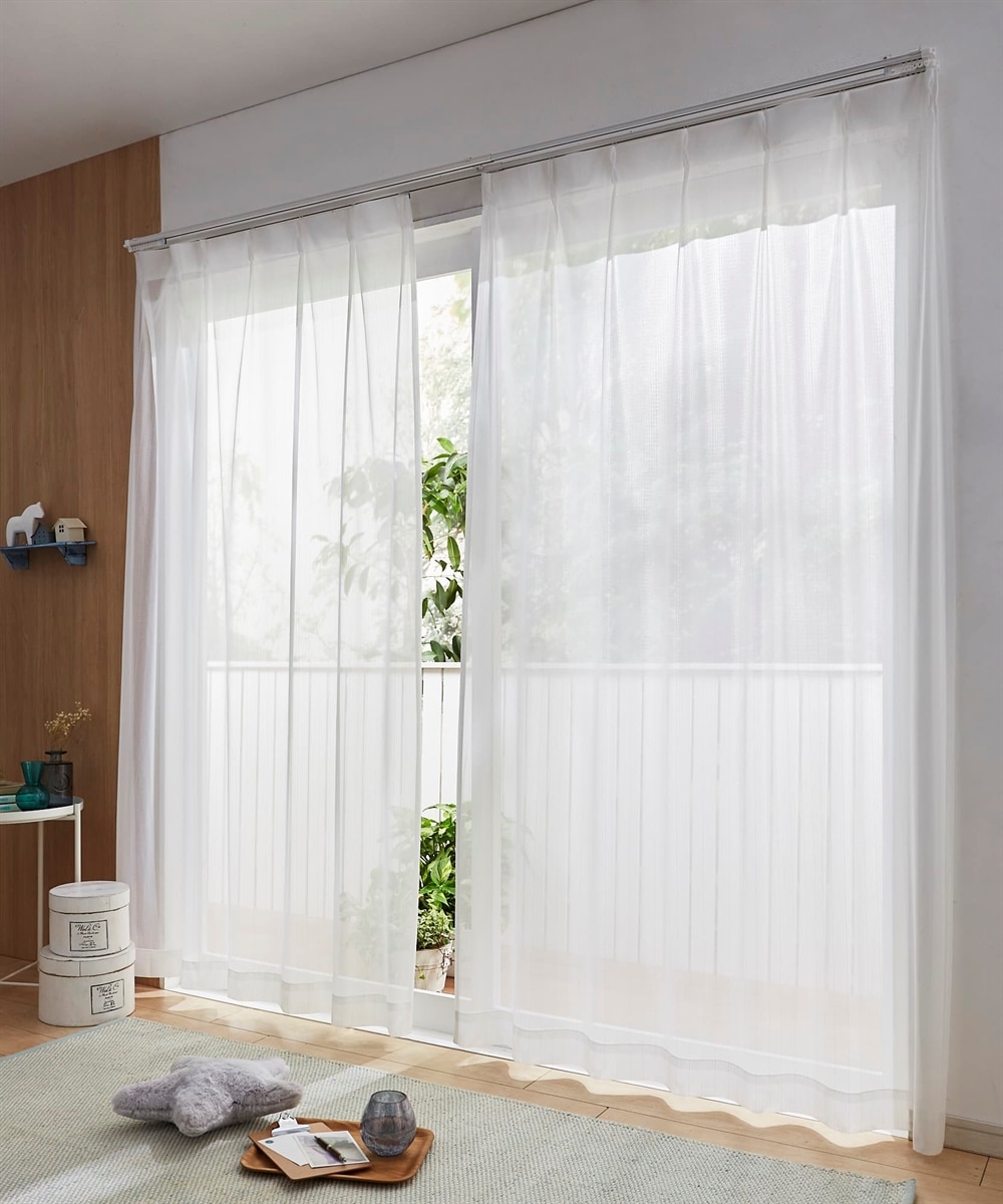 遮光カーテン＆レースセット（ブロック柄） 通販【ニッセン】