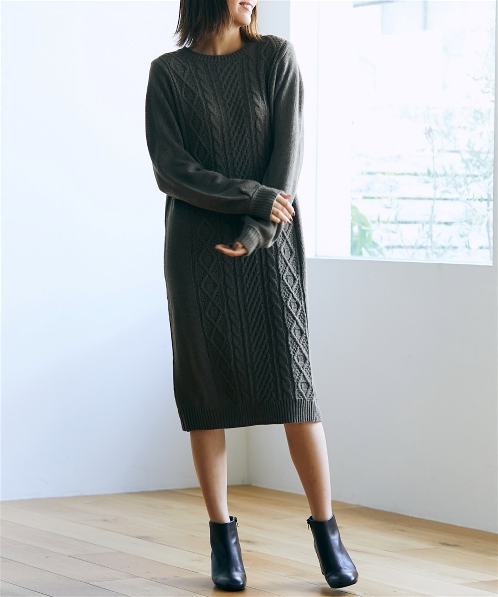 トールサイズ ケーブルニットワンピース 通販【ニッセン】