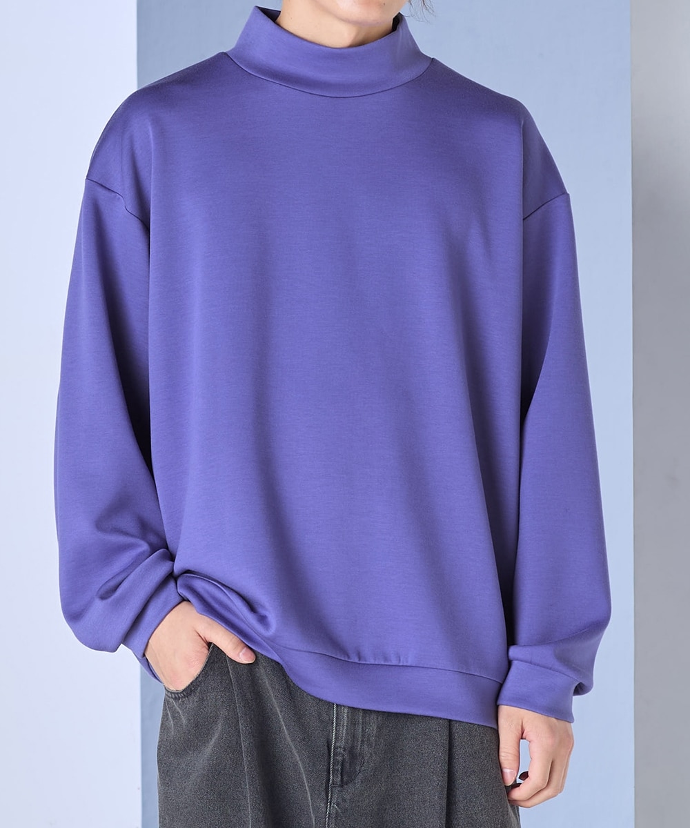 ダブルフェイスオーバーサイズモックネックトレーナー【大きいサイズ有
