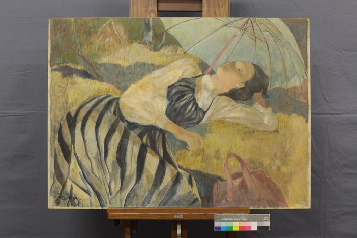 絵画修復事例12.油絵の修復、油絵の具の亀裂と剥離修理