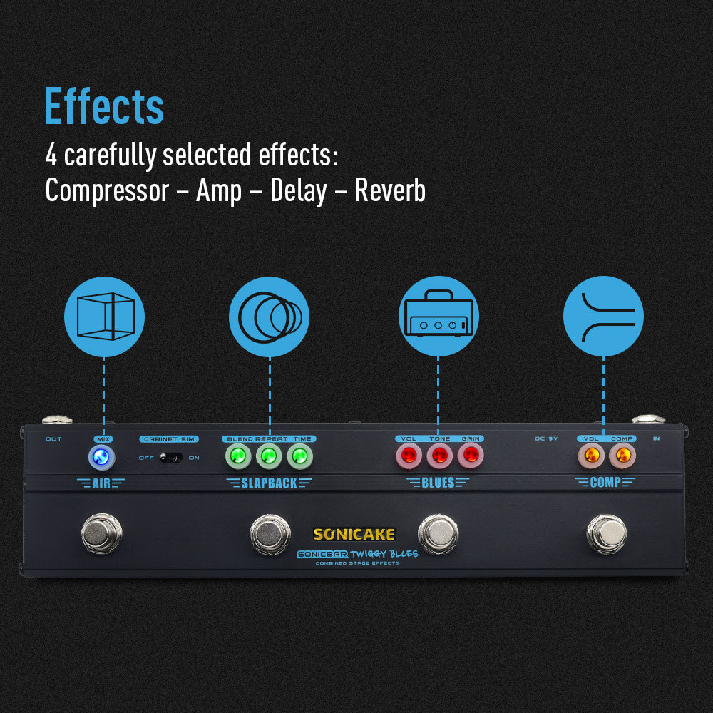 Twiggy Blues Multi Effects Vintage Blues Rock Tone Pedal - SONICAKE