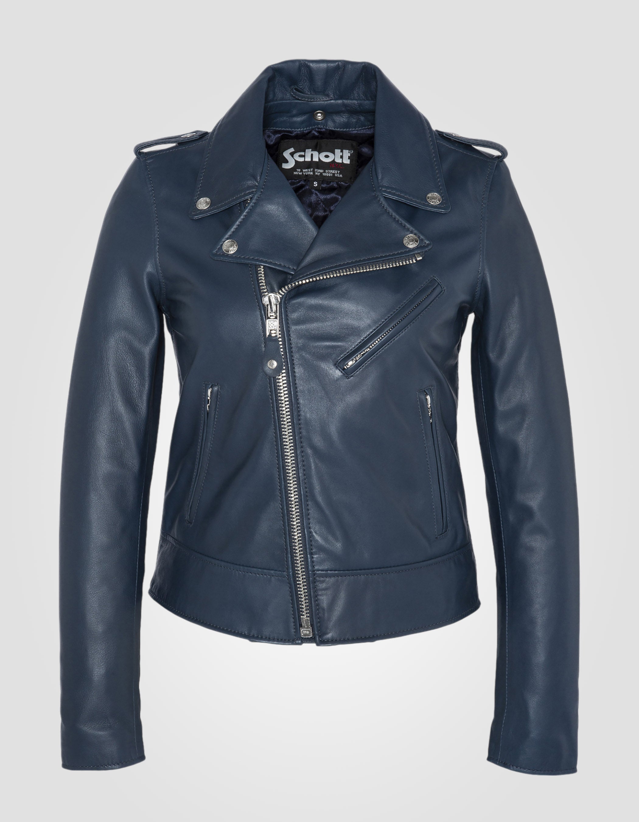 Navy blue perfecto® jacket, lamb leather - LCW1601D | Schott NYC®