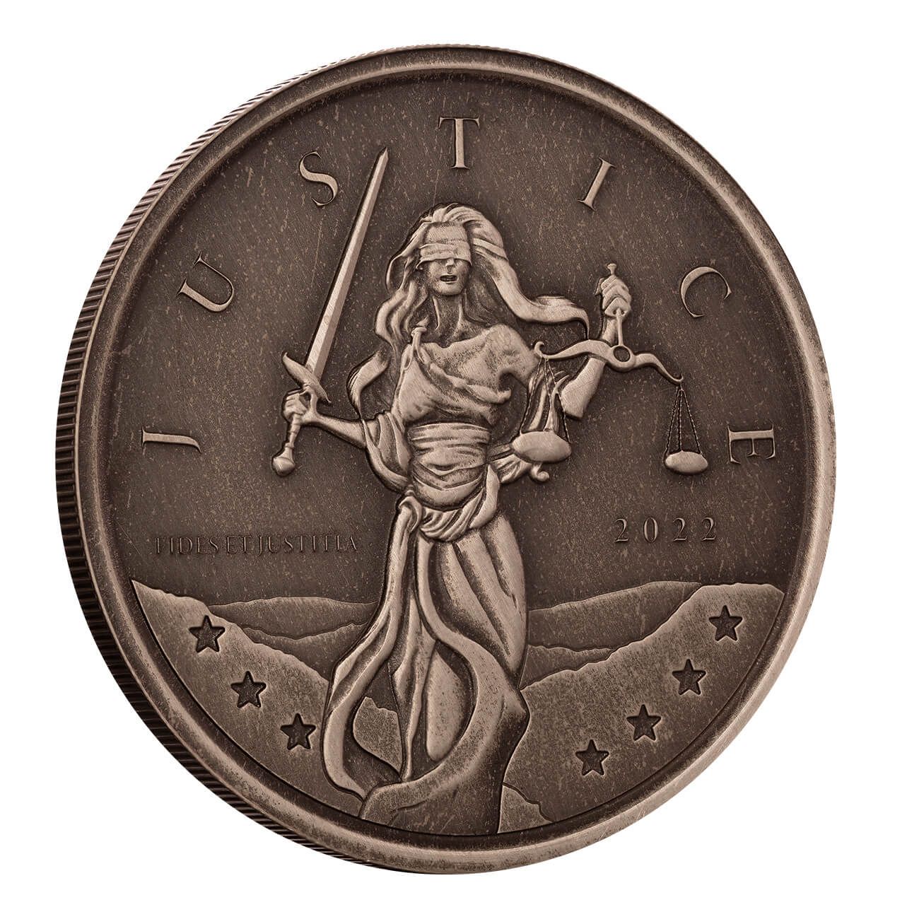 2022 Gibraltar Lady Justice 1 oz Silver Antique Coin