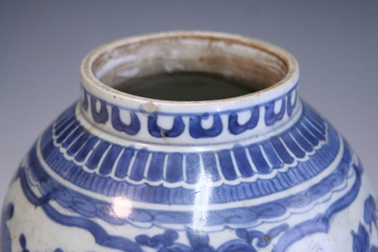 古美術青華堂｜H716 古伊万里・染付花文壺（江戸時代）