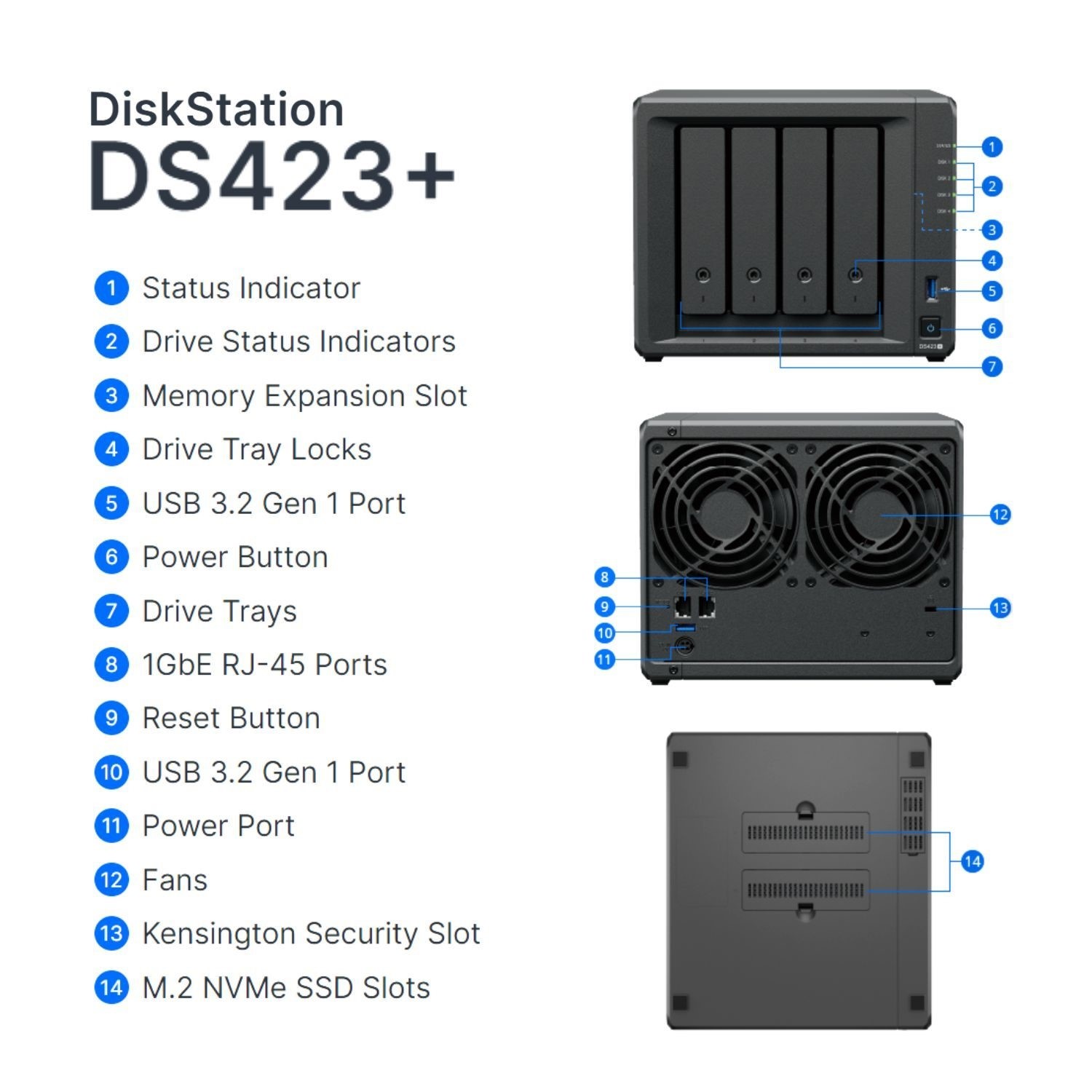 Synology DiskStation DS423+ 2GB RAM with 16TB Installed Storage 4