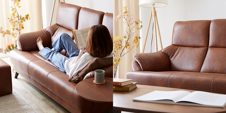 ハイバックなのに省スペース。傷や摩擦に強い「LEATHER TOUCH