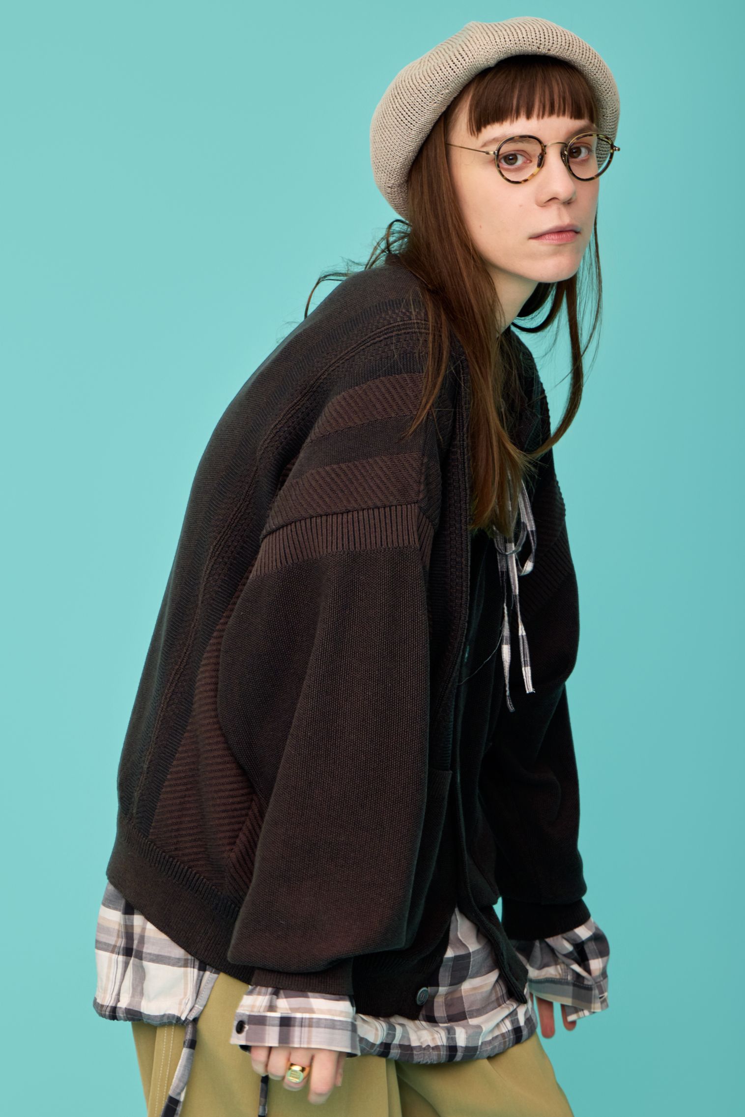 YASHIKI - 【ラスト1点】【26SS】Kokuu Collar Cardigan(BROWN) | Salty