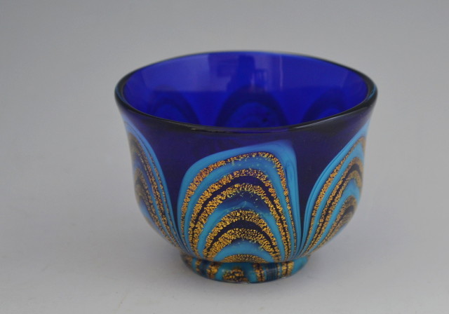 岩田久利作 ガラス盃 ガラス酒器 瑠璃金彩ガラス 酒盃Antique Sam's