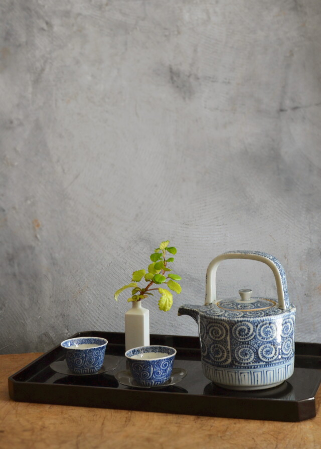 蛸唐草煎茶茶碗 酒器 ぐいのみ 茶器 小鉢 染付骨董 染付蛸唐草 古