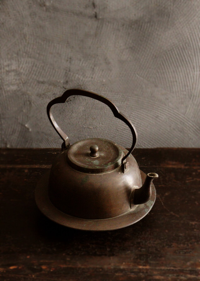 銅製打ち出し薬缶 水注 煎茶道具 茶道具 アウトドア 古道具 Antique