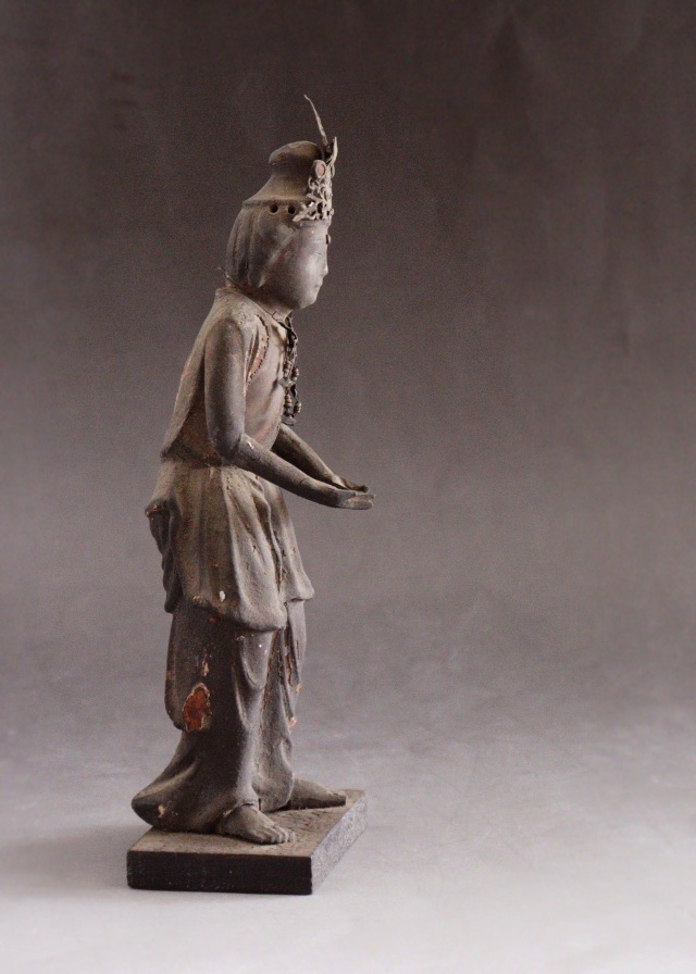 仏教美術！【朝鮮仏 小仏 金色青銅 木箱入 佛・K50・骨董】☆観音 如来