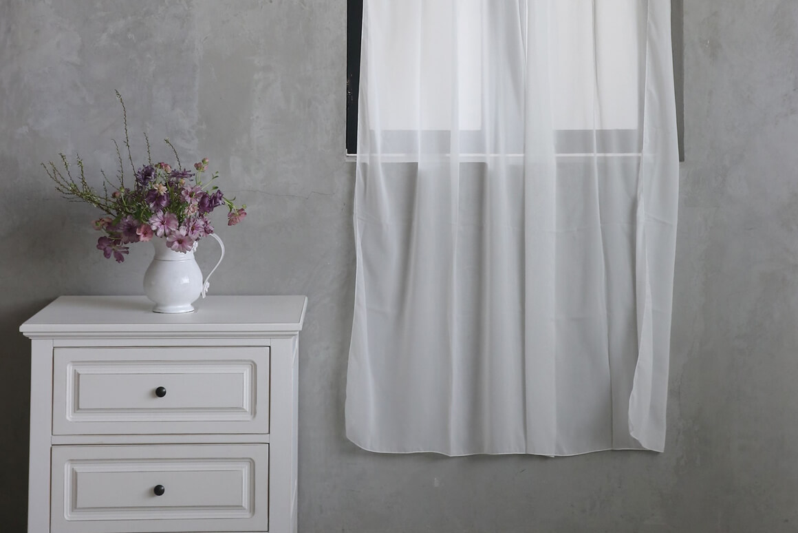Chez moiカーテンOrganza Basicホワイト140x220cm