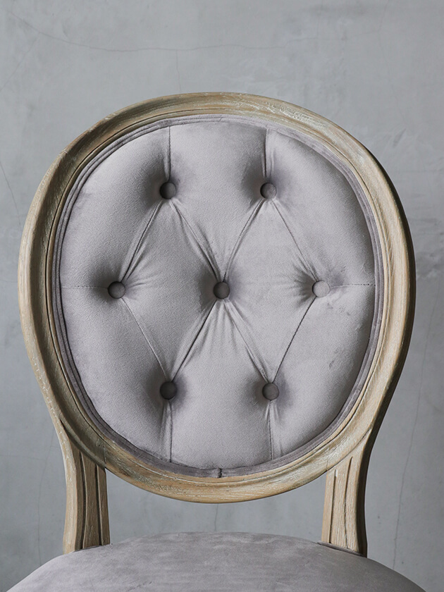 SGDダイニングチェアオーバルバックナチュラルAグレーベルベット