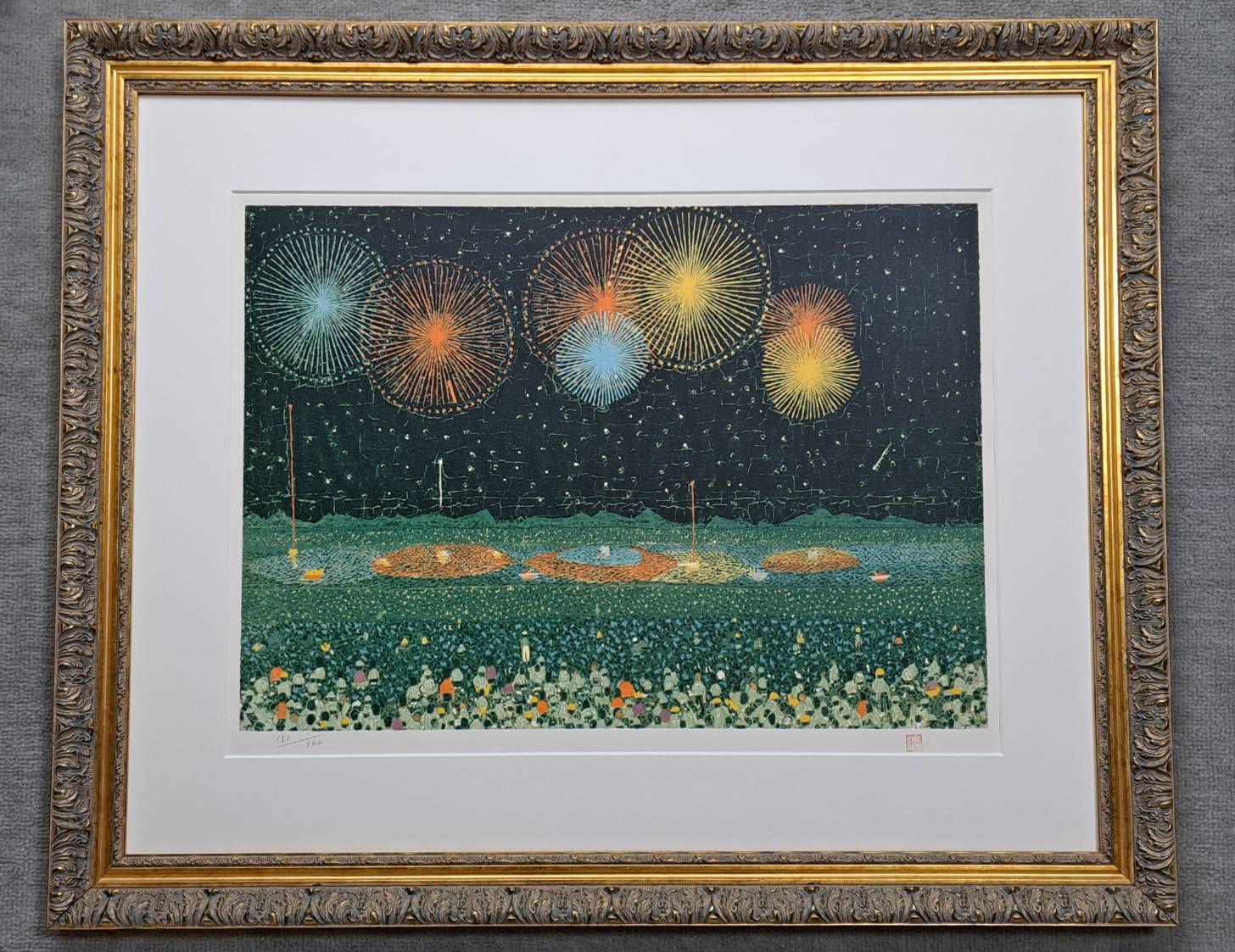 山下清 あずま工芸 大判 リトグラフ「長岡の花火」、琴 「十三絃、綾杉