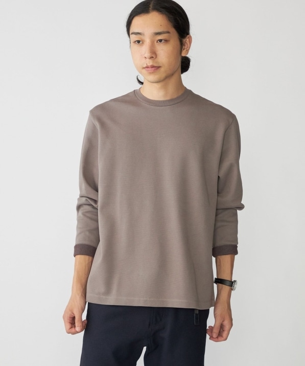 SHIPS: 鹿の子 ダブルフェイス クルーネック ロングスリーブ Tシャツ