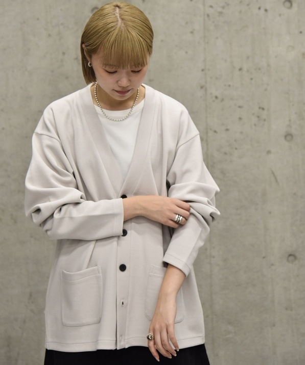 City Ambient Products: Wフェイス カノコ Vネック カーディガン