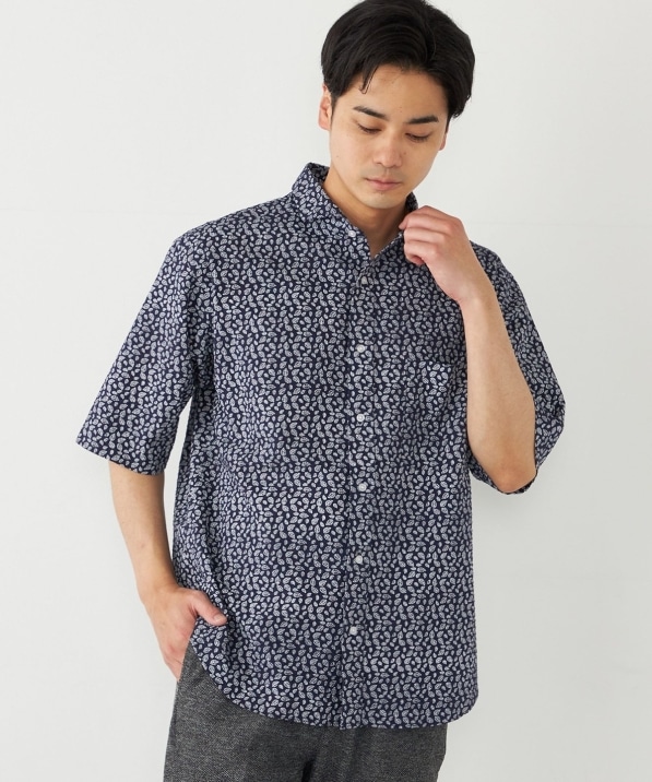 SHIPS Colors:〈洗濯機可能〉リップル プリント ワイドカラー ショート