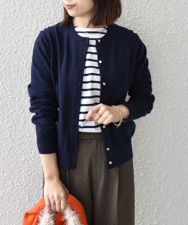 SHIPS Colors:〈手洗い可能〉14ゲージ クルーネック カーディガン