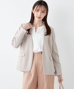 手洗い可能〉ツイル ストレッチ ノーラペル ジャケット（セットアップ