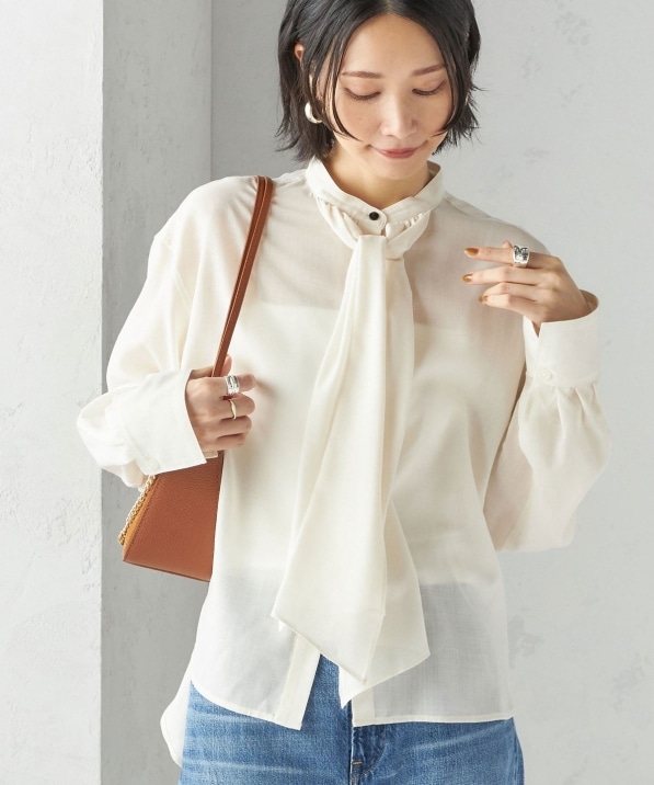 手洗い可能〉シアー リボン タイ ブラウス｜ SHIPS 公式サイト