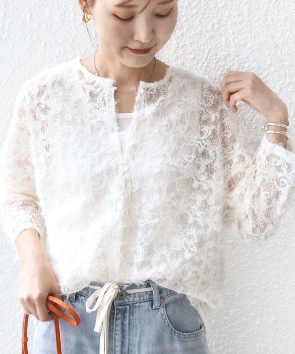 WEB限定】〈手洗い可能〉チュール フェザー レース 羽織｜ SHIPS 公式