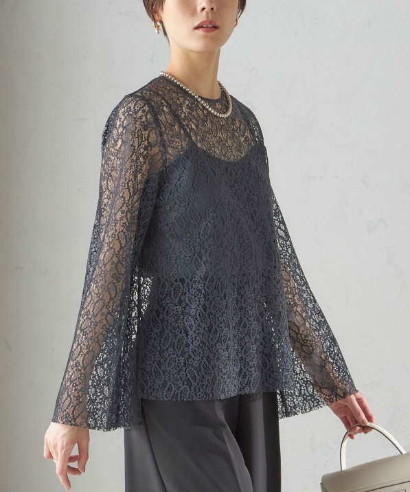手洗い可能〉クルーネック レース ブラウス｜ SHIPS 公式サイト