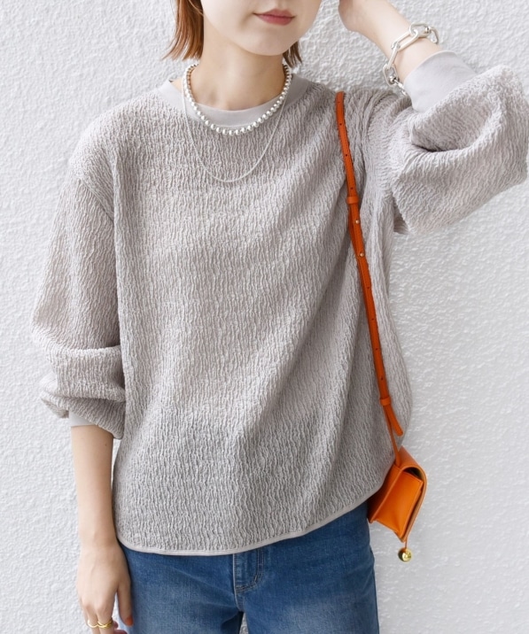WEB限定】〈手洗い可能〉ランダムブルーゼ ロングスリーブ プル