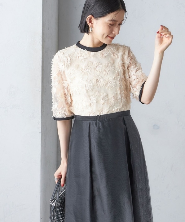 kaene:エンブロイダリー ミックス ワンピース〈セレモニー対応可