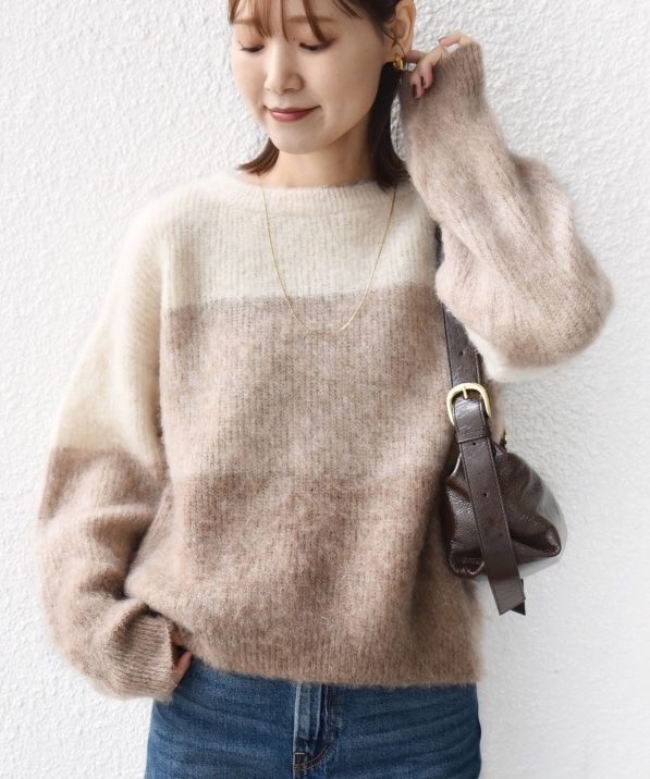 WEB限定】〈手洗い可能〉モヘヤ混 グラデーション ニット プルオーバー