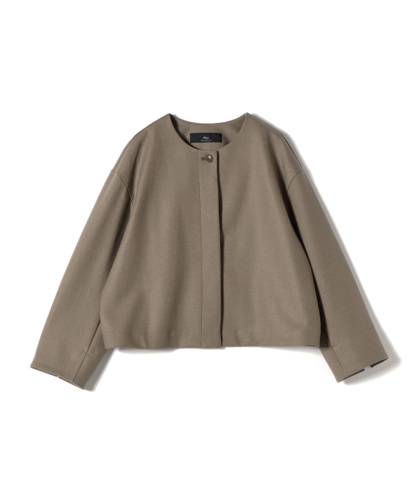 SHIPS Primary Navy Label:ウール ジャージー ノーカラー ジャケット