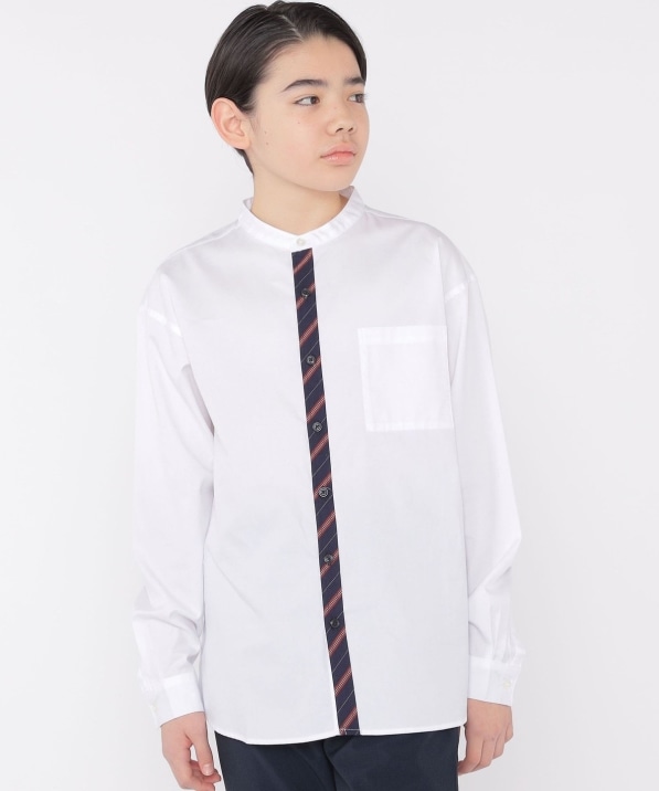 SHIPS KIDS:145～160cm / オックスフォード バンドカラー シャツ