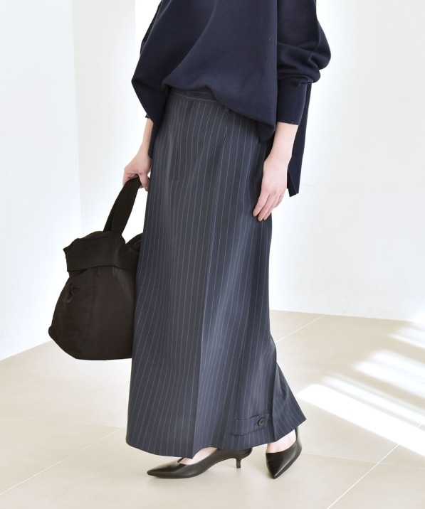 予約》quaranciel:〈洗濯機可能〉ベルトデザイン Iライン スラックス