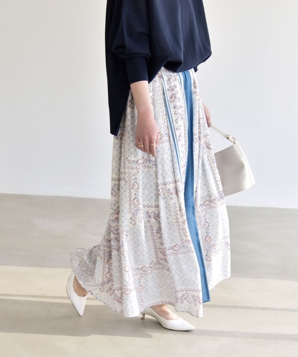 予約》quaranciel:〈洗濯機可能〉フラワー スカーフ プリント ギャザー