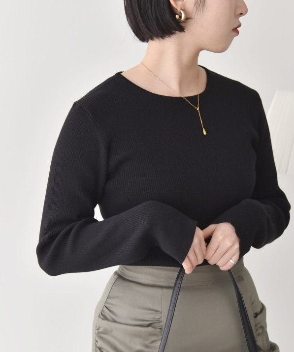 quaranciel:〈手洗い可能〉コットン リブ クルーネック ニット｜ SHIPS