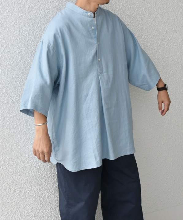 WEB限定】SHIPS any:〈洗濯機可能〉リネン/レーヨン バンド スキッパー