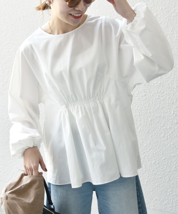 SHIPS any:〈洗濯機可能〉REPREVE ギャザー パフシャツ ブラウス